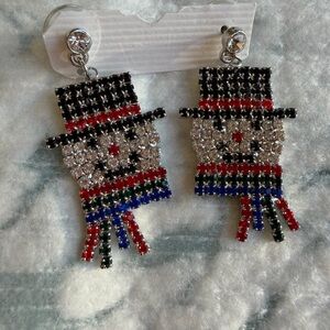 Festive Snowman Rhinestone Earrings